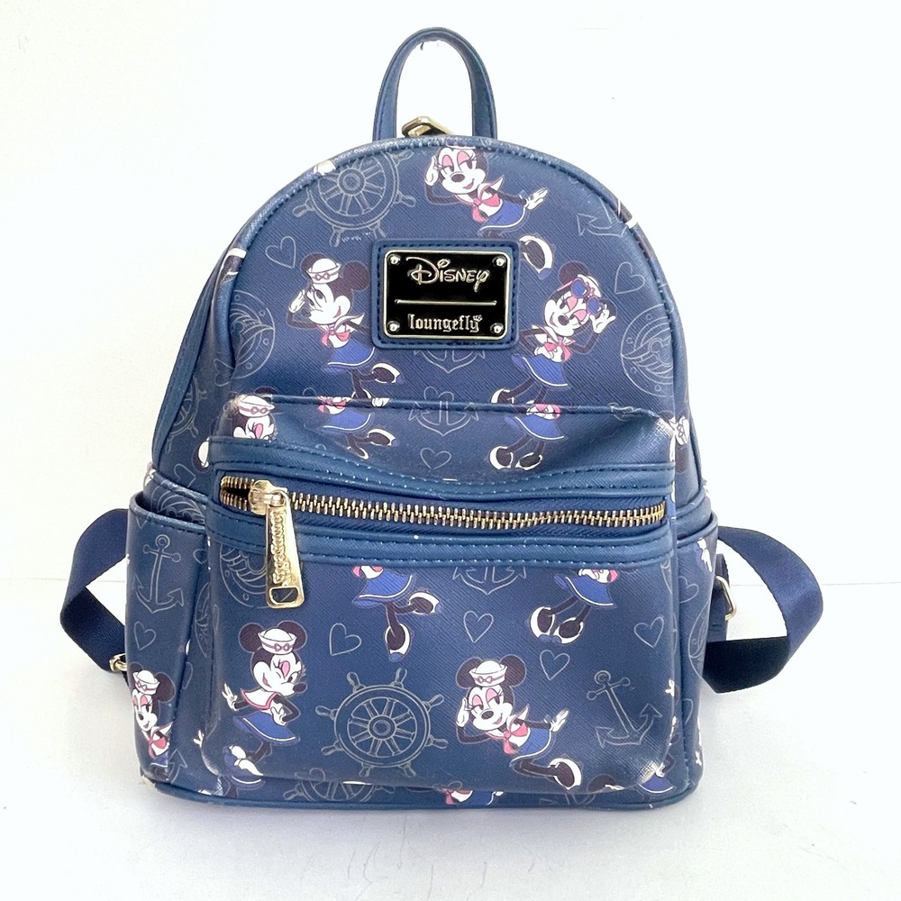 Disney Cruise Line Loungefly Sailor Minnie Mouse Nautical Mini Backpack Navy